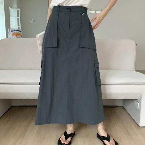 jooen-포켓 카고  밴딩롱스커트(55~66)♡韓國女裝裙