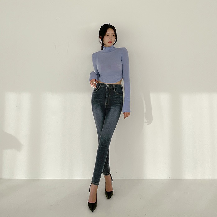 dabagirl-[D&B made / 포근하고 편한 스키니데님] [더데님]엘빈기모스키니진_A4DE♡韓國女裝褲