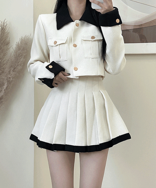 j_blin-콜미 트위드 배색 투피스(자켓+스커트set)♡韓國女裝套裝