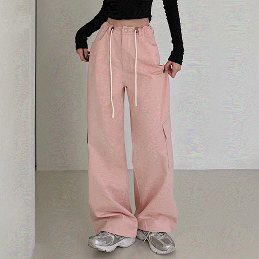 lovensome-[투웨이!] 비비드 스트링 카고 와이드 팬츠 5color♡韓國女裝褲