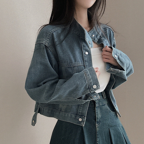 lovensome - [뻣뻣소재NO!/아방핏] 티나 바이커 데님자켓 2color♡韓國女裝外套