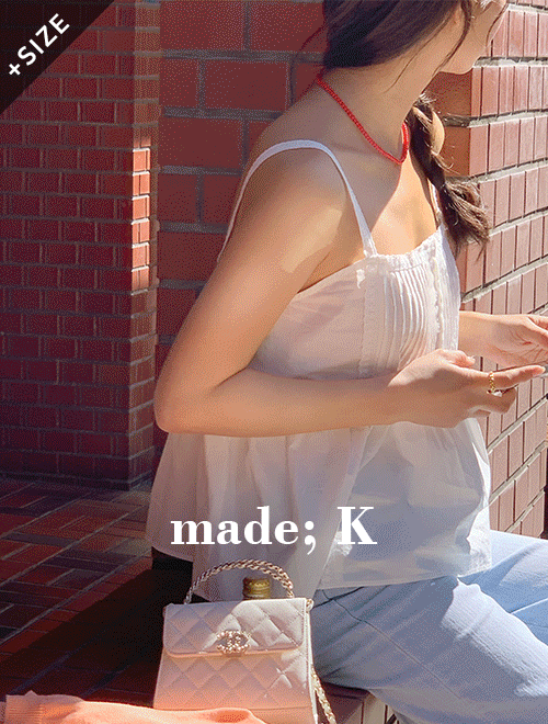 k-club - [자체제작/휴양지룩]#봄 미닛트 레이스 핀턱 나시 블라우스♡韓國女裝上衣
