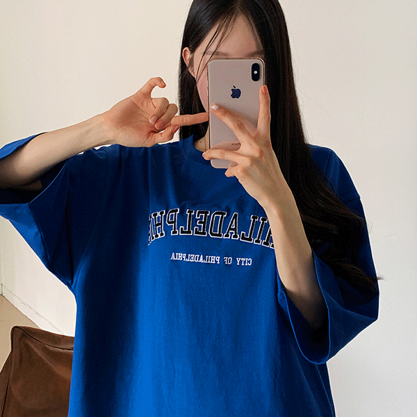 bonzishop - [남녀공용,고퀄리티,통통,55-66,오버핏]  델피아 박시핏 반팔 티셔츠 - t [무료배송]♡韓國女裝上衣