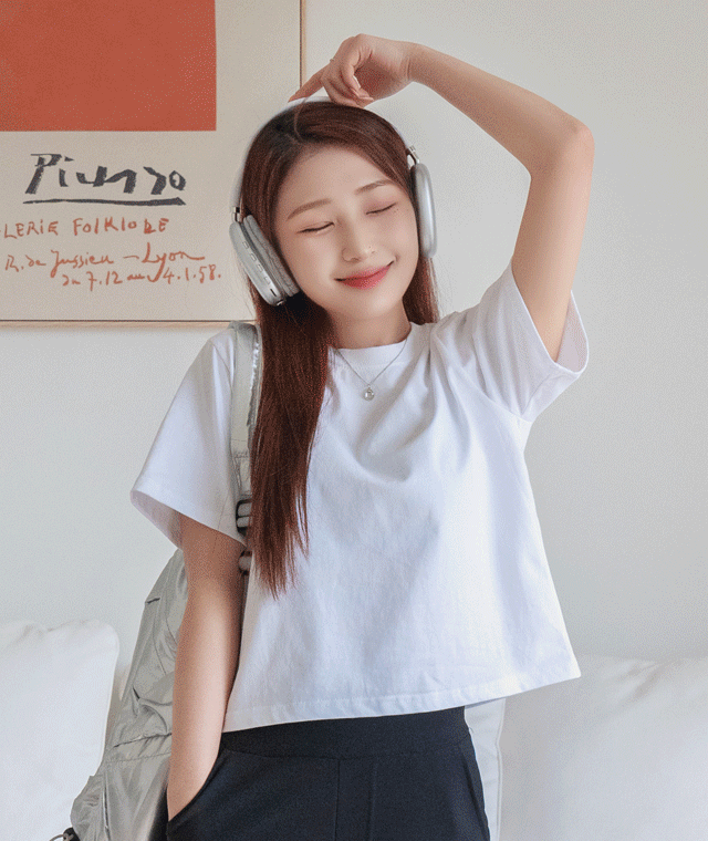 kikiko - 마카롱크롭반팔티셔츠♡韓國女裝上衣