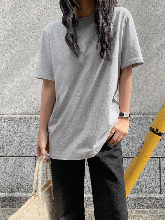 crushj - [MADE] 클린 베이직 반팔 티셔츠 (melange 착장 추가)♡韓國女裝上衣