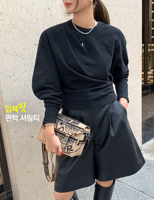 NIBBUNS-[니쁜스단독제작30%할인][프리미엄퀄리티]숄더핀턱 사이드셔링 퍼프소매 티♡韓國女裝上衣